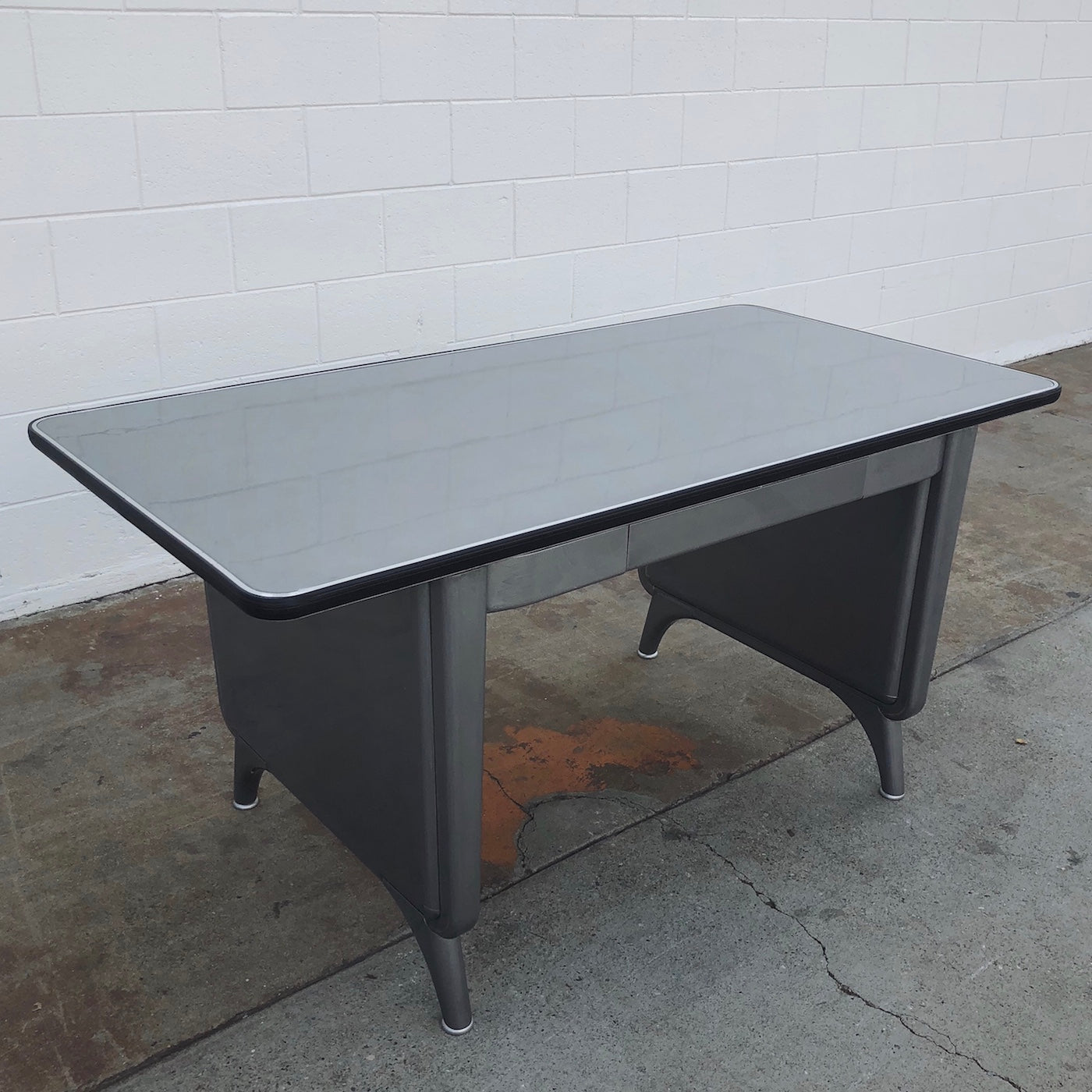 Allsteel Brushed Steel Panel Leg Table