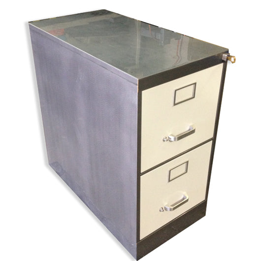 15" Letter Size 2 Drawer Vintage Steel Vertical File Cabinet