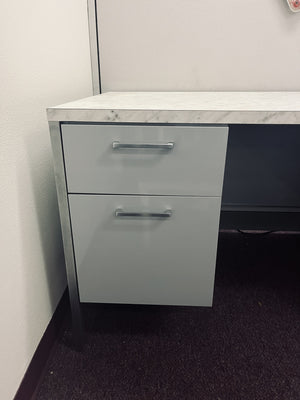 55" Vintage Tanker Desk with Faux Marble Top