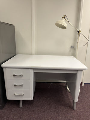 Vintage white single pedestal desk