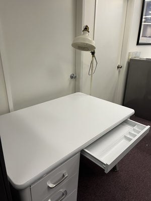 Vintage white single pedestal desk